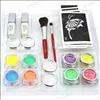 UV Glitter tattoo kit with 8 UV powder/glue tube/brush/stencil PH K005