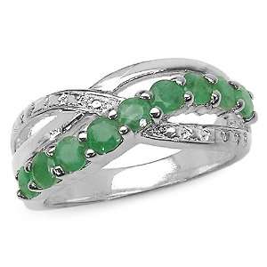  0.90 Carat Genuine Emerald Sterling Silver Ring: Jewelry