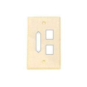  IEC Ivory Metal Wall Plate with Cutouts for a DB25 and Two Keystone 