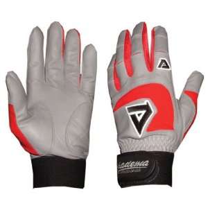  Adult Gray Batting Gloves (Red) (X Large) Sports 