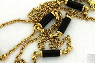 MOVADO HEAVY 18K YELLOW GOLD ONYX 30.5 INCH EXTRA LONG NECKLACE  