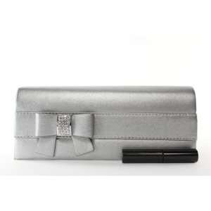Silver Sophisticated Clutch Evening Purse with High Quality Rhinestone
