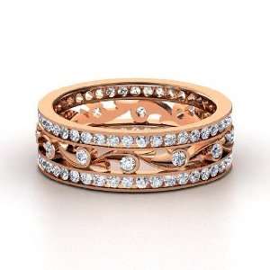  Sea Spray Band, 14K Rose Gold Ring with Diamond: Jewelry