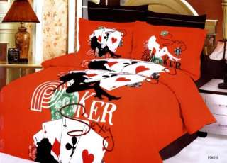 Poker Cards Full Queen Duvet Comforter Bed Bedding Set  