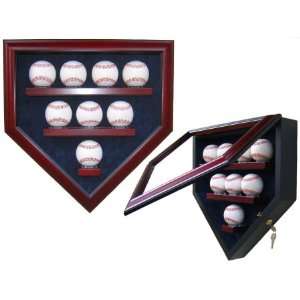  8 Baseball Homeplate Shaped Display Case Walnut: Sports 