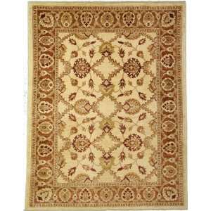  74 x 96 Ivory Hand Knotted Wool Ziegler Rug: Furniture 