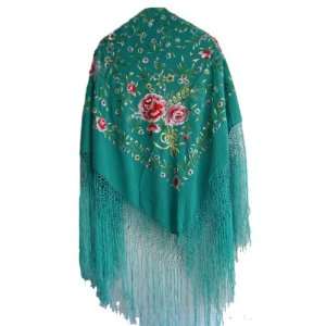   Blue with Colorful Flamenco Floral Embroidery & Fringe: Kitchen