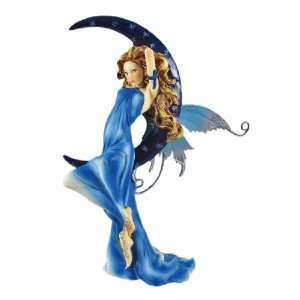  Sexy Blue Winged Crescent Moon Fairy Figurine