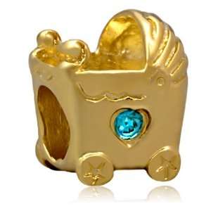  Soufeel Lovely Baby Carriage with November Birthstone Gold 