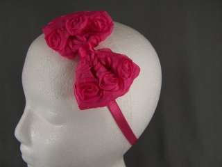 BIG side bow rose rosette fabric thin skinny stretch elastic 3/8 wide 