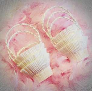 Vintage Retro 1950s Easter Lily WHITE Crepe Paper Basket Nut Cups 