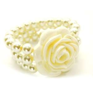  Antique Victorian Gothic White Rose Pearl Bracelet 