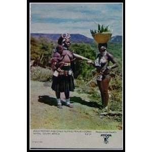 South Africa Natal Zulu Mother buying Corn w/child Postcard Circa 1950 