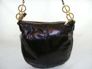 Jill Stuart Noelle Crinkled Leather Hobo Bag Purse Java Brown 