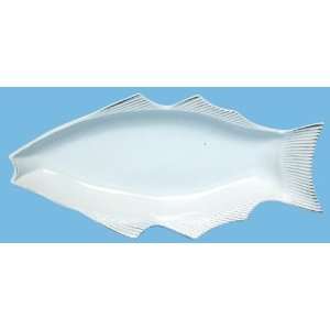  White Fish Ceramic Pottery Haddock Large Dish 16 1/2x8x2 