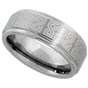   Comfort Fit Recessed Edge Flat Band, w/ Celtic Knot Pattern 8 Jewelry