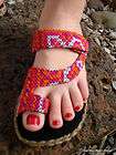 Womens Vegan Flat Sandal In Colorful Rainbow Hmong Embroidery Deep 