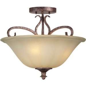 Forte 2317 03 21 Semi Flush Mount, Rustic Spice Finish with Umber Sand