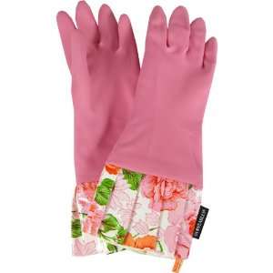   Peach Floral Domestic Diva Style Fun Rubber Gloves