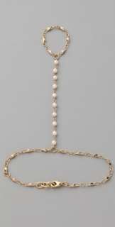 Jacquie Aiche White Pearl Vintage Chain Finger Bracelet  