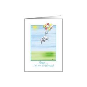   22nd Birthday, cute Elephant flying with balloons Card Toys & Games