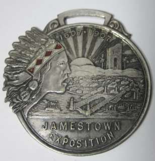   Jamestown Exposition Indian Watch Fob Norfolk Virginia Worlds Fair
