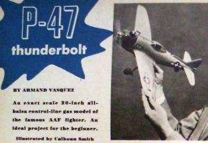 20 AAF FIGHTER P 47 THUNDERBOLT MODEL AIRPLANE PLANS  