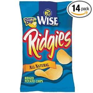 Wise Ridgies All Natural Ridged Potato Chips, 7.0 Oz Bags (Pack of 14 