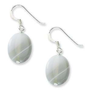  Sterling Silver Gray Agate Dangle Earrings: Arts, Crafts 