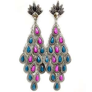  Sparkles Fashion Earring  Purple Colored Cascade Glass 