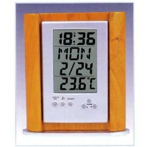  Multi Function Contemporary LCD Clock   Beech: Home 