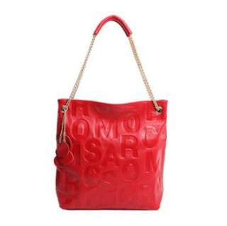 New Womens Genuine Leather Monogram Tote Bags Metal Chain Handbag 