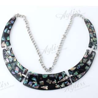 Natural Paua Abalone Shell Beads Pendant Chain Necklace  