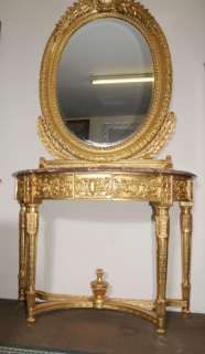 Italian Neo Classical Gilt Console Table Mirror Set  