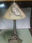 FENTON REVERSE PAINTED CRYSTAL SATIN SHADE LAMP 18 FLOWERS BY D 