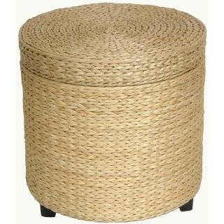   Design End Table   17 Woven Water Hyacinth Rattan Style Round