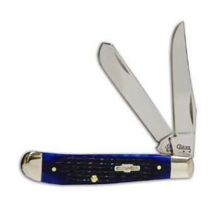  Case Trapper Mini Blue Bone Handled Pocket Knife Clip&Spey 
