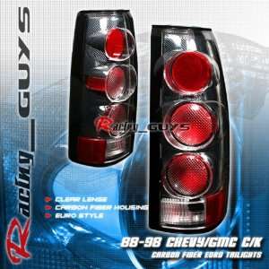 : Chevy Silverado Tail Lights Euro Clear Lense Carbon Taillights 1988 