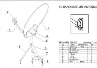 GLOBECAST 30 75cm FTA KU Band Satellite Dish Antenna  
