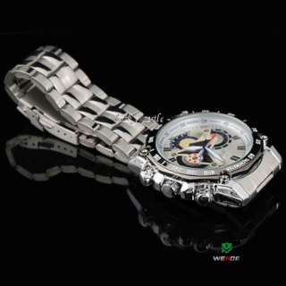   New Trendy Silver White Dial Mens Steel Band Japan Quartz Wrist Watch