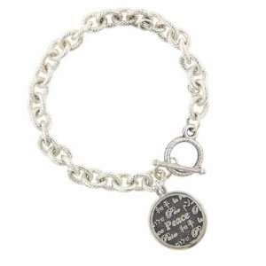   Tiffany Inspired Silver Tone Peace Medallion Toggle Bracelet: Jewelry