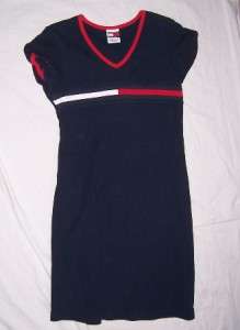   Tommy Hilfiger short sleeve v neck pull over dress T shirt Blue red