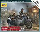 RUSSIAN IMPORT 1/72 ZVEZDA PLASTIC MODEL KIT GERMAN R 12 MOTORCYCLE w 