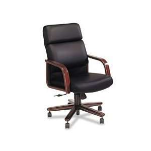   Leather High Back Swivel/Tilt Chair with Wood Arms: Home & Kitchen