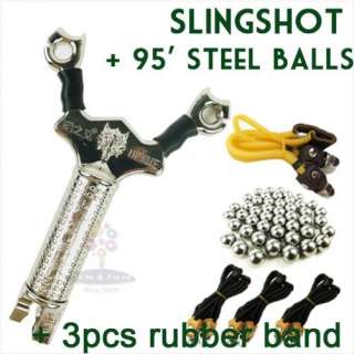 Slingshot +95 ammo+Rubber Band Semi automatic Reload Catapult ammo 