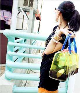 Fashion Women Sweet Jelly Clear transpare Bucket Handbag Shoulder Bag 