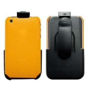   Clip & Orange Mesh Hard Case / Cover / Shell for Apple iPhone 3G 3GS