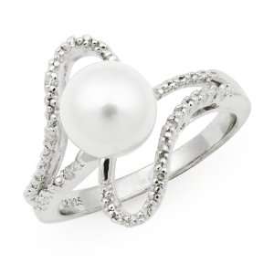   Pearl and Diamond Infinity Flourish Ring in Sterling Silver Jewelry