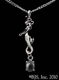 Silver Mermaid Necklace with Gemstone, Mermaid Jewelry, Made in USA 