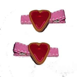    Sugar Cookie Valentines Hearts Pair of Hair Barrettes: Beauty